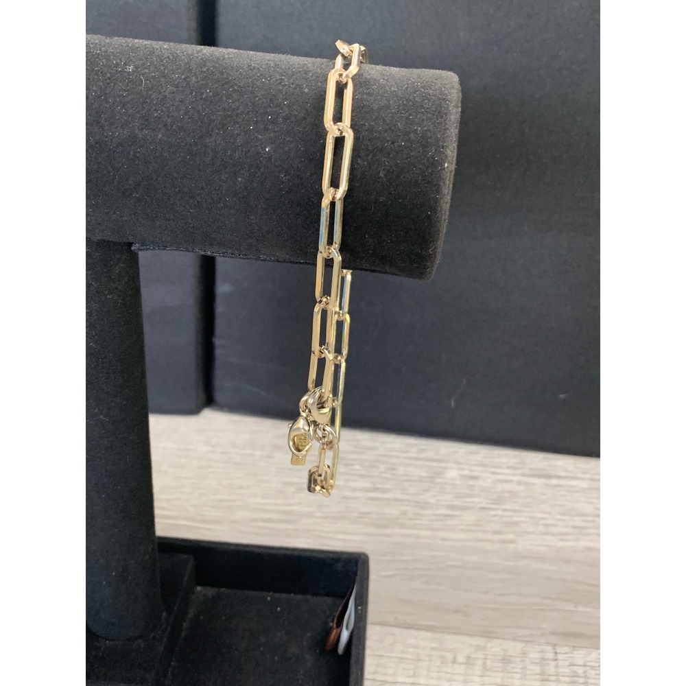 Karma Gold Tone Paperclip Link Bracelet Minimalist Lobster Clasp Logo Tag 12in
